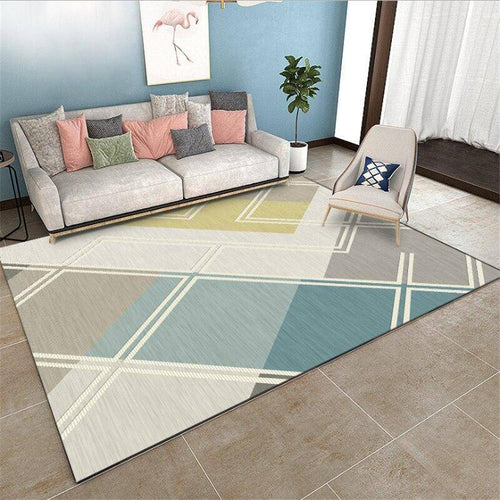 Tapis rectangle géométrique aux couleurs pastels - vue 3 sur 5