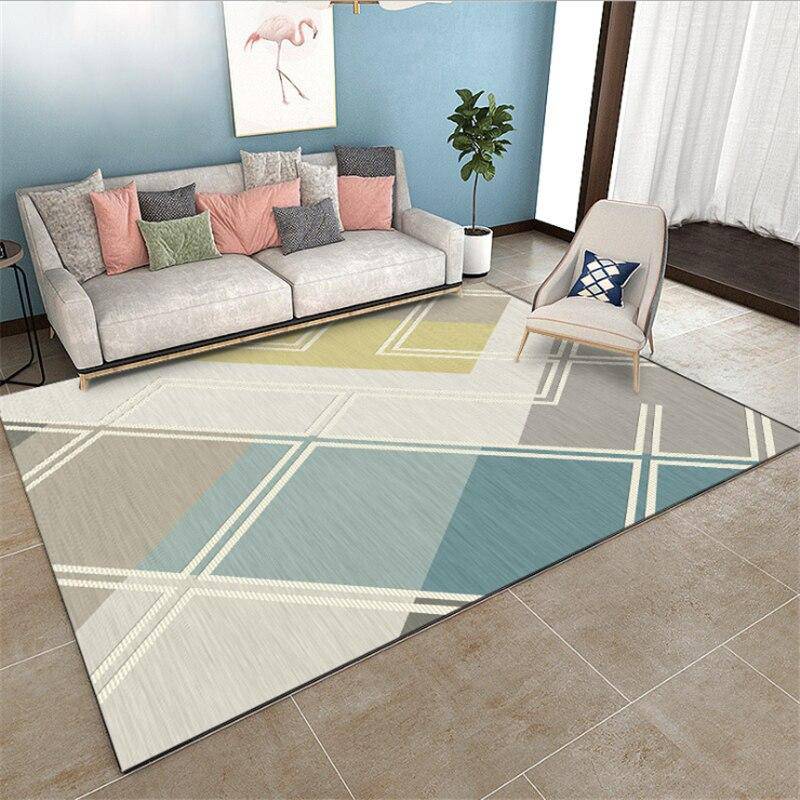 Tapis rectangle géométrique aux couleurs pastels - vue 3 sur 5