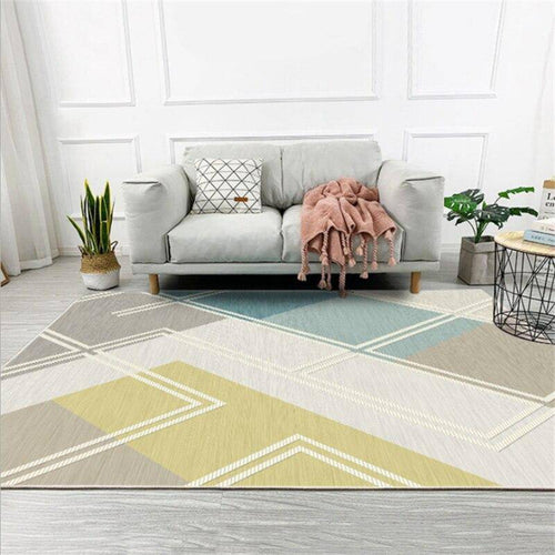 Tapis rectangle géométrique aux couleurs pastels - vue 2 sur 5