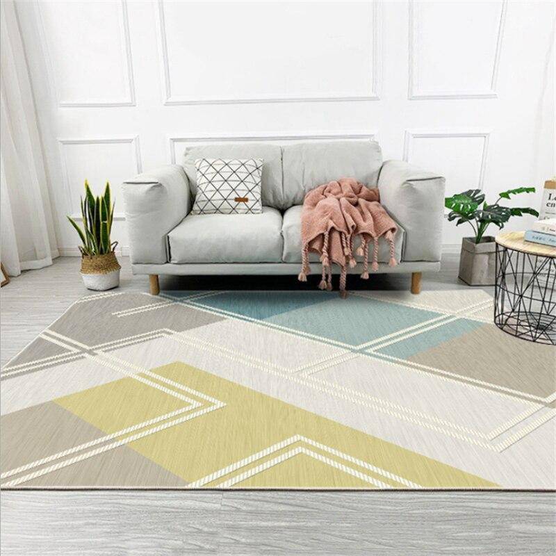 Tapis rectangle géométrique aux couleurs pastels - vue 2 sur 5