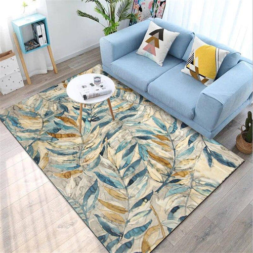Tapis rectangle aux dessins de feuilles colorées Leaf - vue 3 sur 5