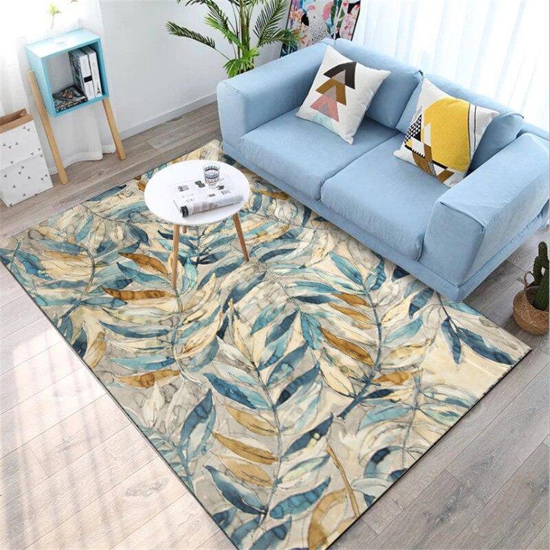 Tapis rectangle aux dessins de feuilles colorées Leaf
