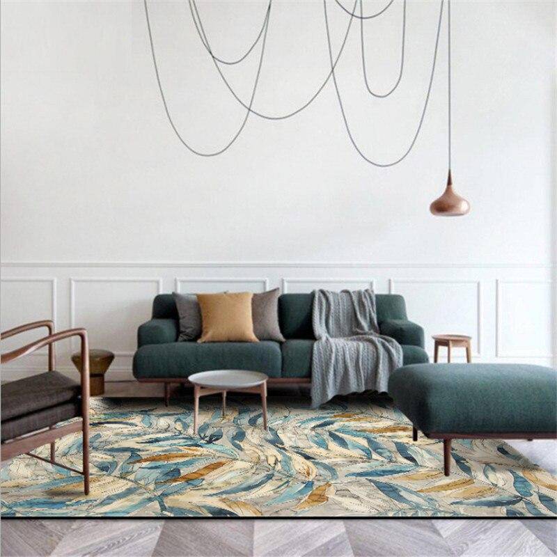 Tapis rectangle aux dessins de feuilles colorées Leaf