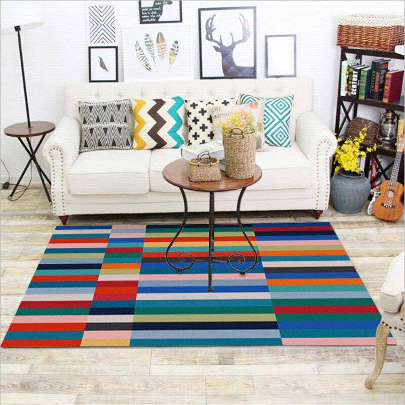 Tapis rectangle bandes multicolores European