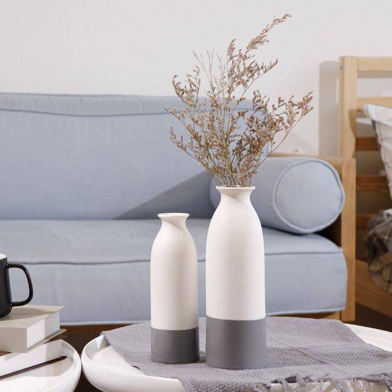 Vase design en céramique blanc et gris style japonais - vue 4 sur 9