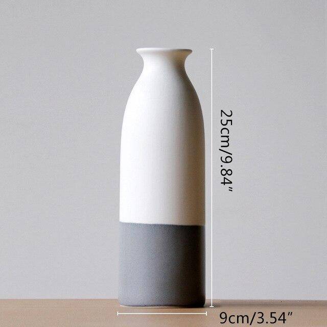 Vase design en céramique blanc et gris style japonais - vue 7 sur 9