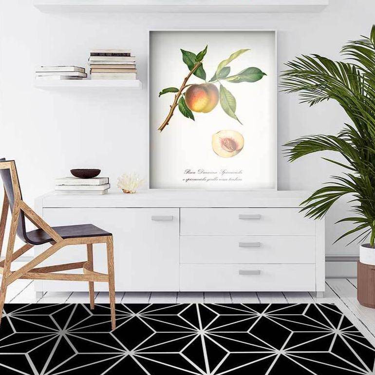Tapis moderne rectangle noir aux formes géométriques Rug - vue 3 sur 2