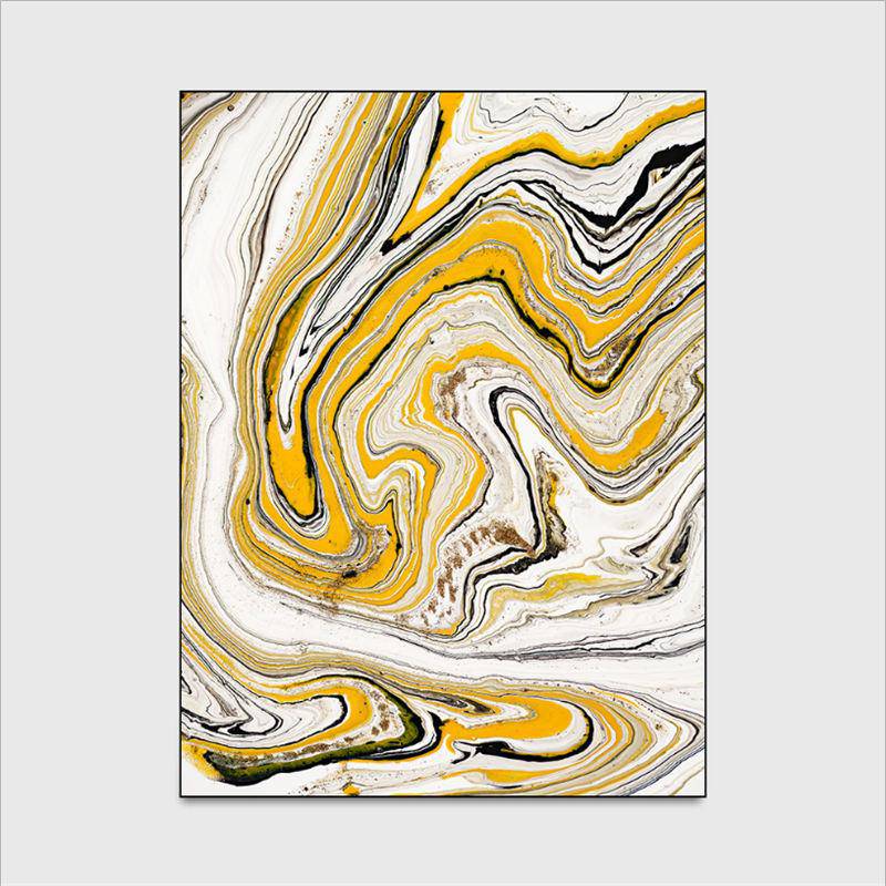 Tapis moderne rectangle blanc et jaune style abstrait - vue 4 sur 3