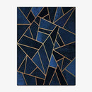 Tapis rectangle géométrique bleu et doré Rugs