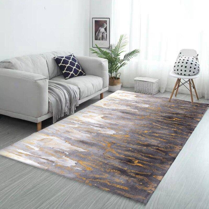 Tapis rectangle vintage gris avec touches dorées Floor - vue 3 sur 2