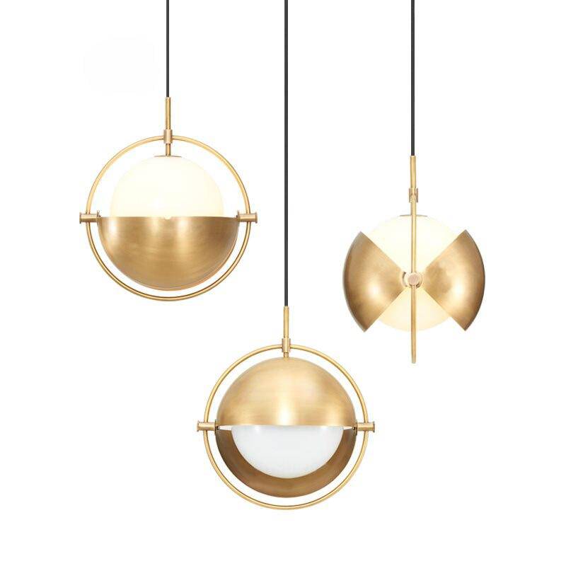 Suspension design à LED avec abat-jour en métal doré style Ball - vue 5 sur 7