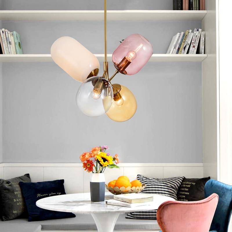 Suspension design LED avec abats-jours colorés Nordic - vue 3 sur 4