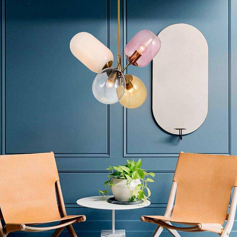 Suspension design LED avec abats-jours colorés Nordic - vue 4 sur 4