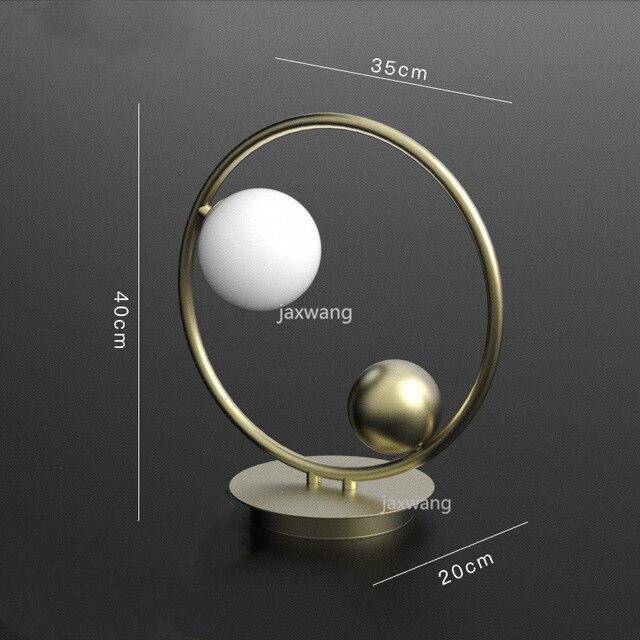 Lampe à poser LED en anneau et boule métal Creative
