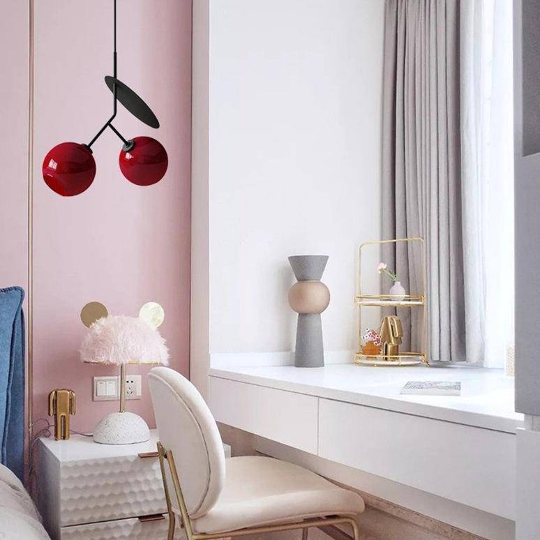 Suspension design LED en métal style cerise deco