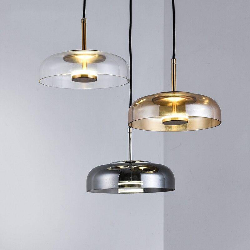 Suspension design arrondie en verre fumé Loft LED - vue 6 sur 13
