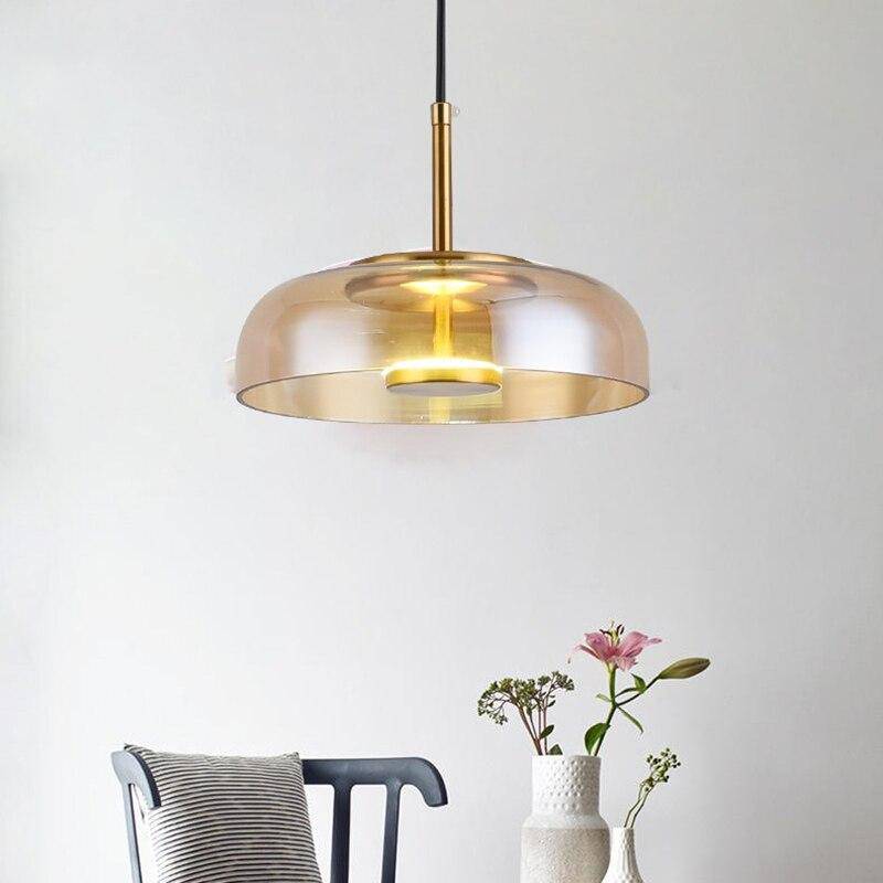 Suspension design arrondie en verre fumé Loft LED - vue 7 sur 13