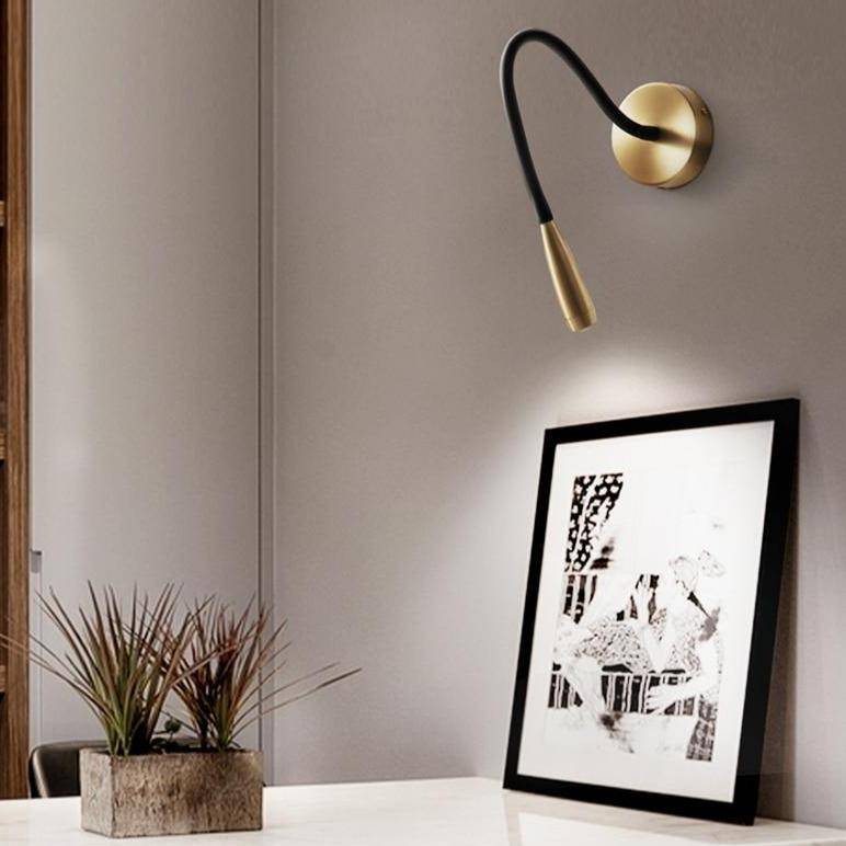 Applique murale design LED avec tige ajustable noire
