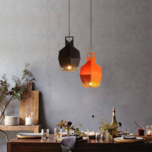 Suspension design LED avec métal coloré et à motifs style Hang