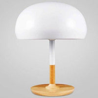 Lampe à poser design LED avec base en bois et abat-jour aux formes arrondies Créative