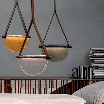 Suspension vintage LED avec deux demi-cercles colorés