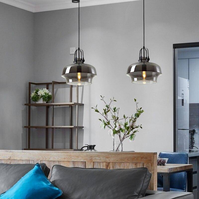 Suspension design LED en verre fumé arrondi style Hang