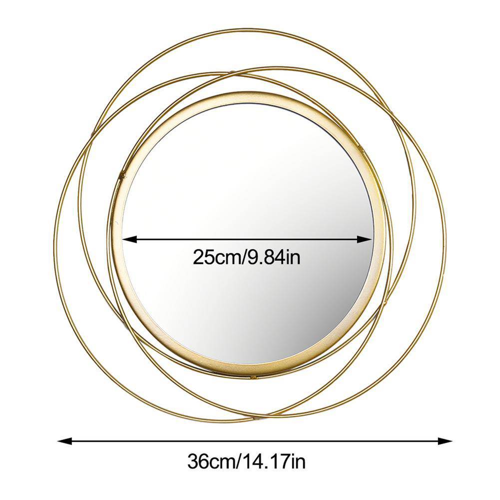 Miroir mural rond et anneaux dorés - vue 6 sur 5