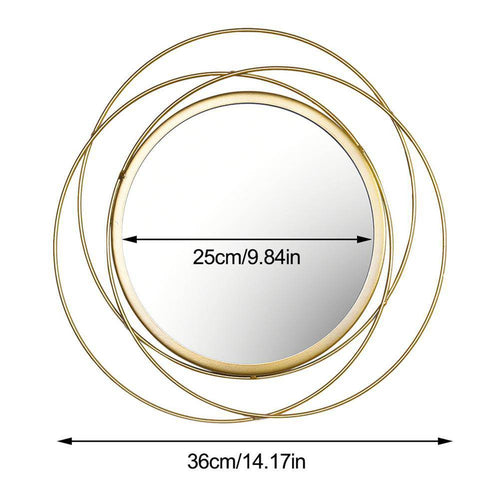 Miroir mural rond et anneaux dorés