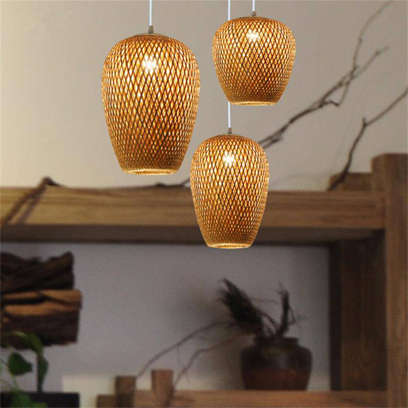 Suspension en rotin LED avec différentes formes arrondies Bamboo - vue 4 sur 9