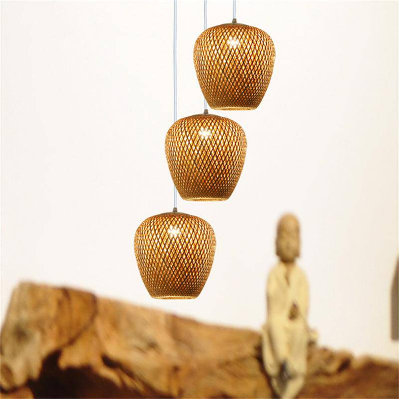 Suspension en rotin LED avec différentes formes arrondies Bamboo - vue 5 sur 9