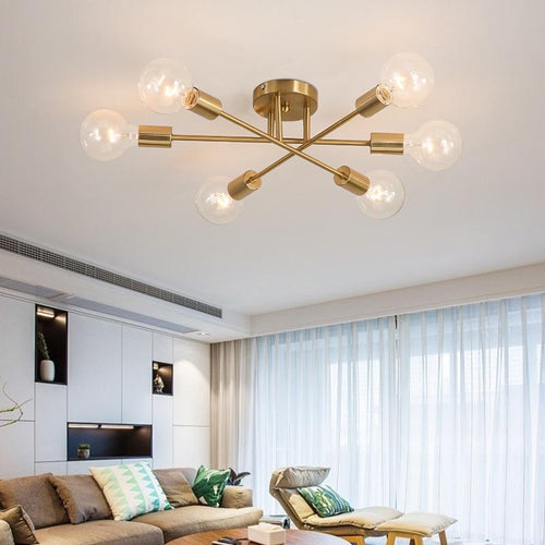 Plafonnier design LED avec 6 lampes entrecroisées en métal Eugie - vue 7 sur 9