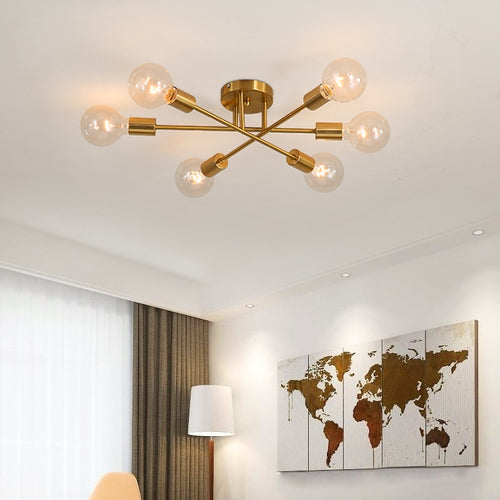 Plafonnier design LED avec 6 lampes entrecroisées en métal Eugie - vue 8 sur 9