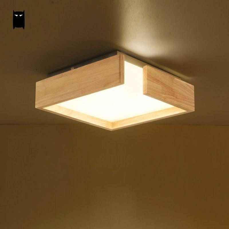 Plafonnier en bois à LED en carré design - vue 4 sur 4