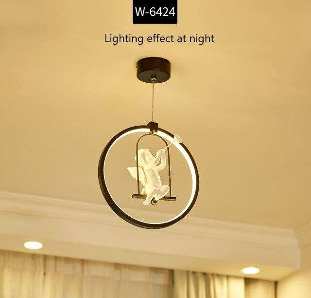 Suspension LED rond avec oiseau (noir ou blanc) - vue 7 sur 9