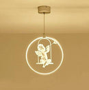 Suspension LED rond avec oiseau (noir ou blanc)