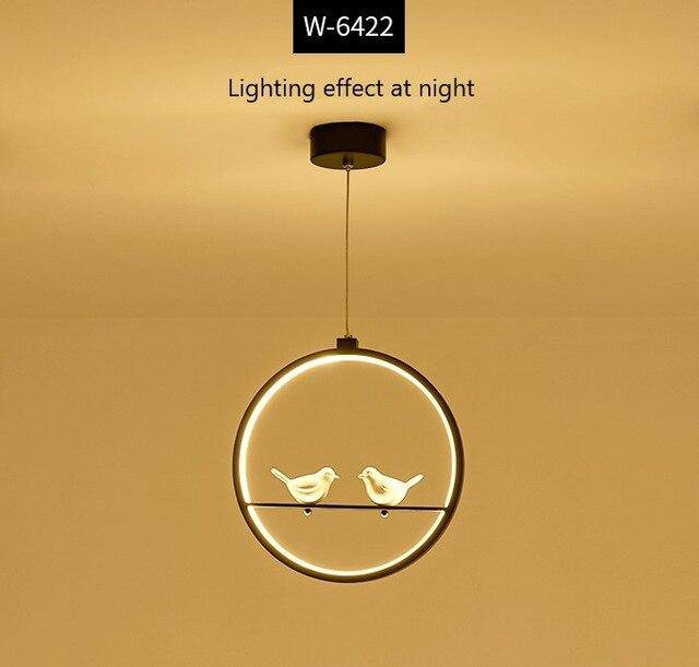 Suspension LED rond avec oiseau (noir ou blanc) - vue 8 sur 9