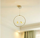 Suspension LED rond avec oiseau (noir ou blanc)