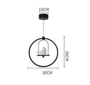 Suspension LED rond avec oiseau (noir ou blanc)