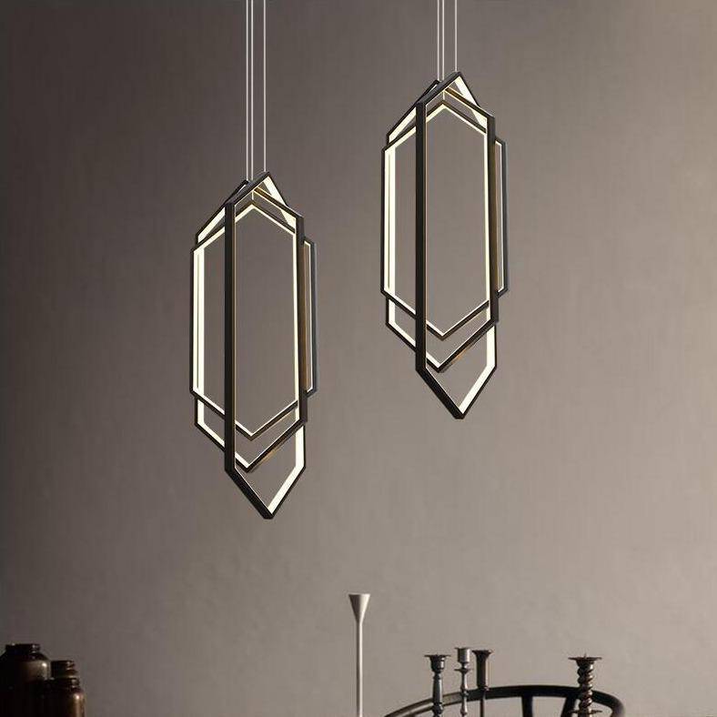 Suspension design LED avec 3 anneaux Loft Hexagone - vue 3 sur 4