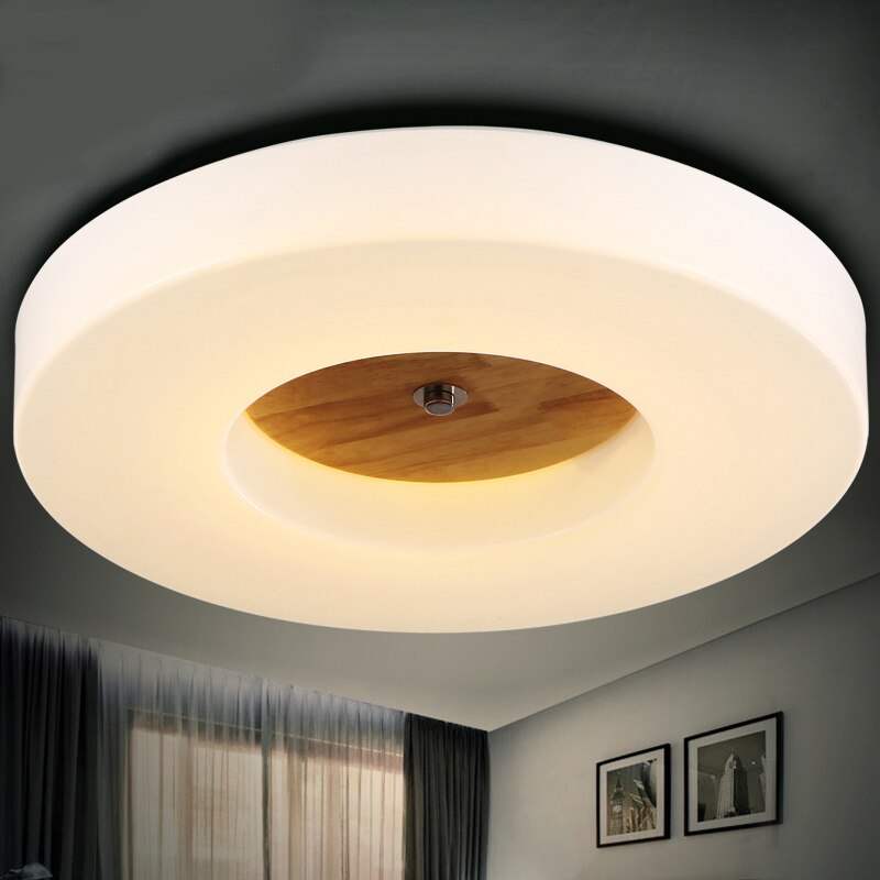 Plafonnier scandinave rond avec le milieu en bois Verena