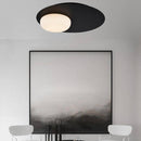 Suspension design à LED avec disque en métal noir style Ruban Loft
