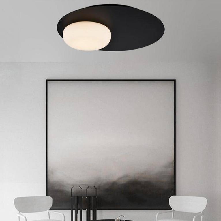 Suspension design à LED avec disque en métal noir style Ruban Loft - vue 3 sur 3