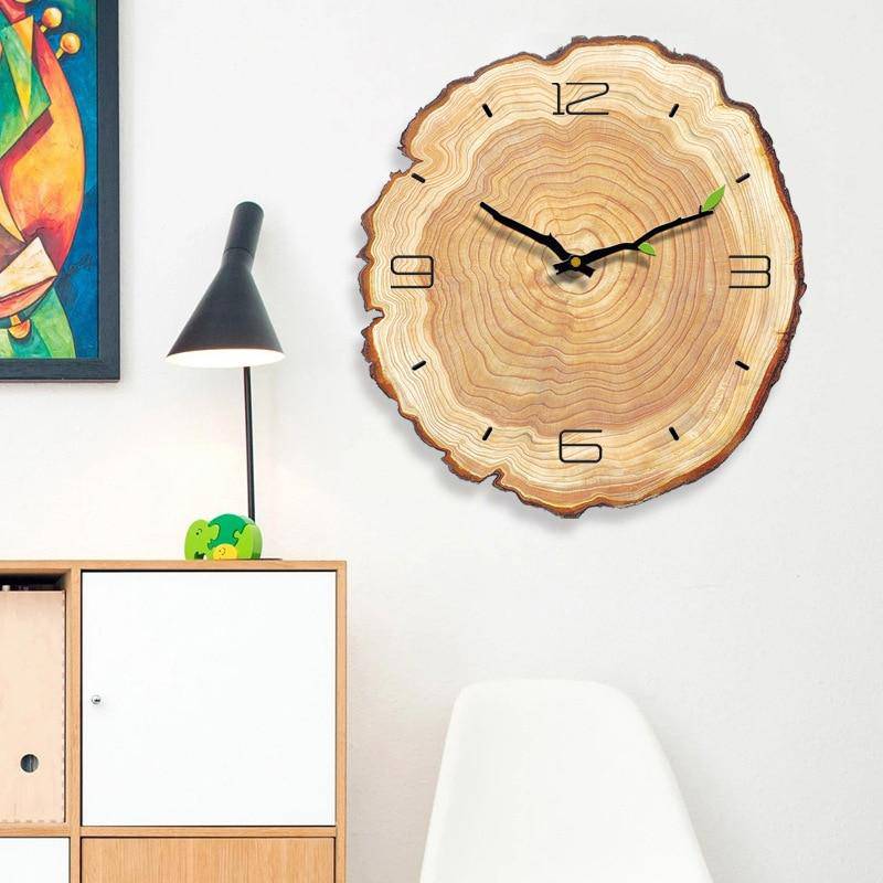 Horloge style tronc d'arbre en bois 30cm Sily - vue 3 sur 6