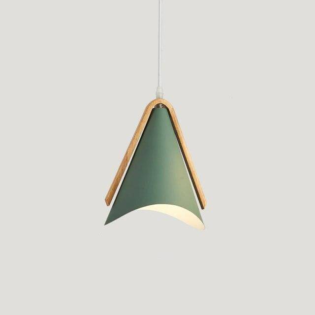Suspension moderne LED en bois et métal coloré - vue 7 sur 8