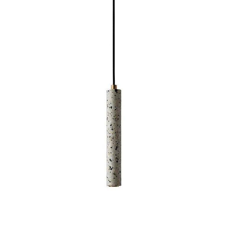 Suspension design à LED cylindrique en ciment style terrazzo - vue 6 sur 5