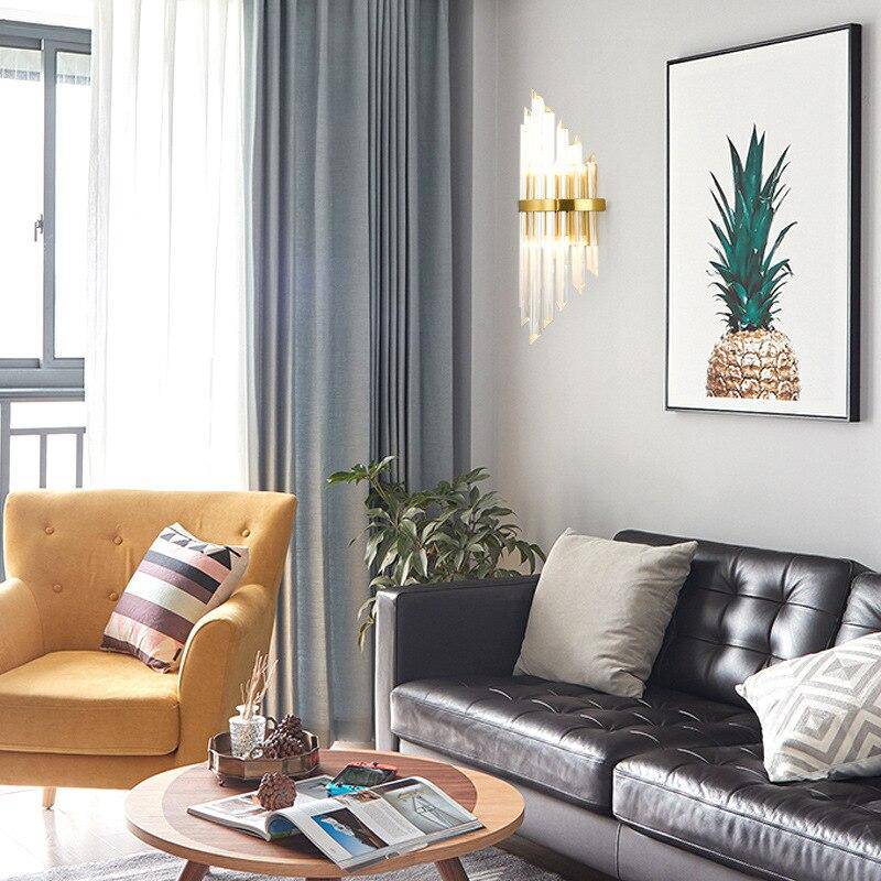 Applique murale design à LED dorée en verre cristal - vue 2 sur 7