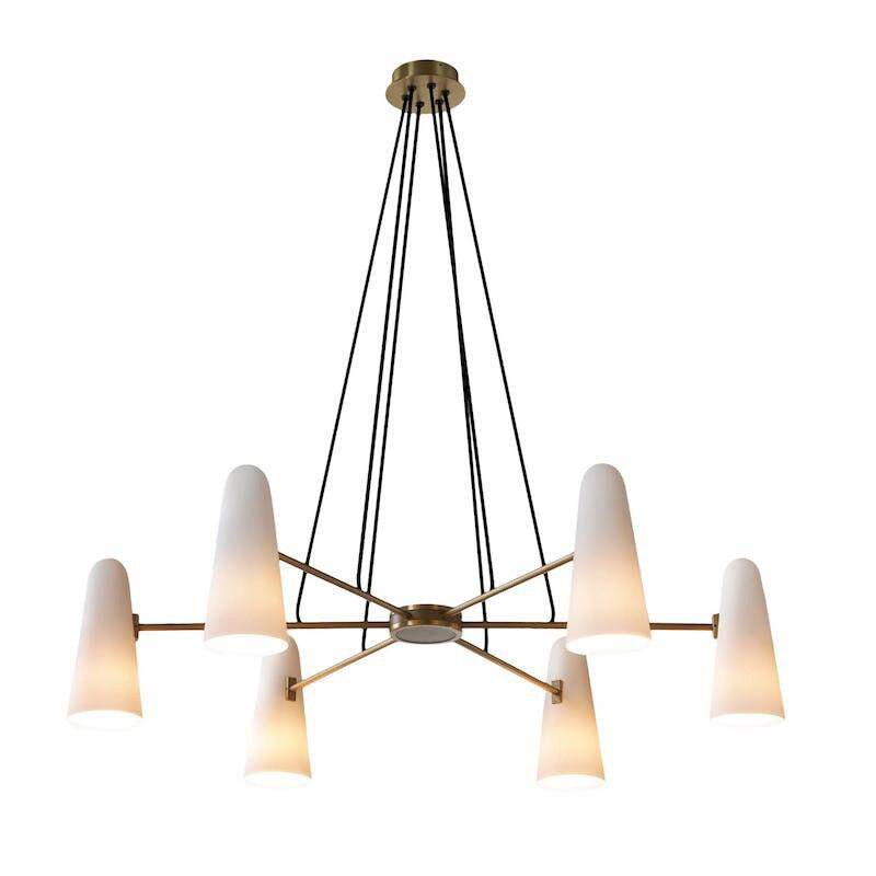 Lustre design LED en cuivre avec 6 abat-jours Luxury - vue 4 sur 3