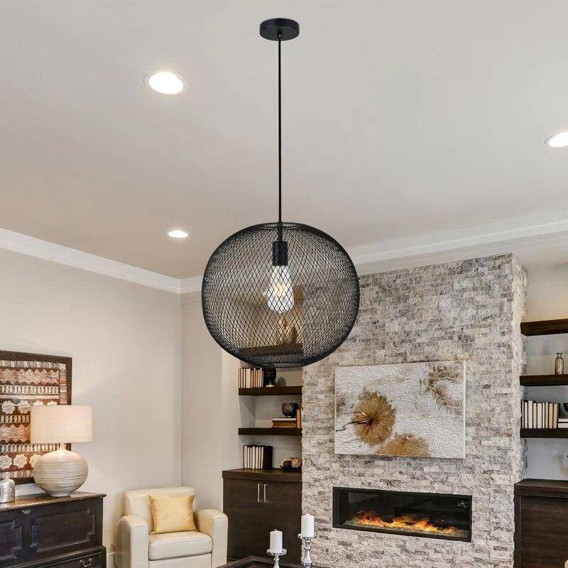 Suspension moderne LED avec boule en métal noire - vue 4 sur 4