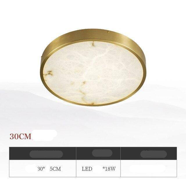 Plafonnier design LED rond en marbre avec bords dorés - vue 7 sur 9