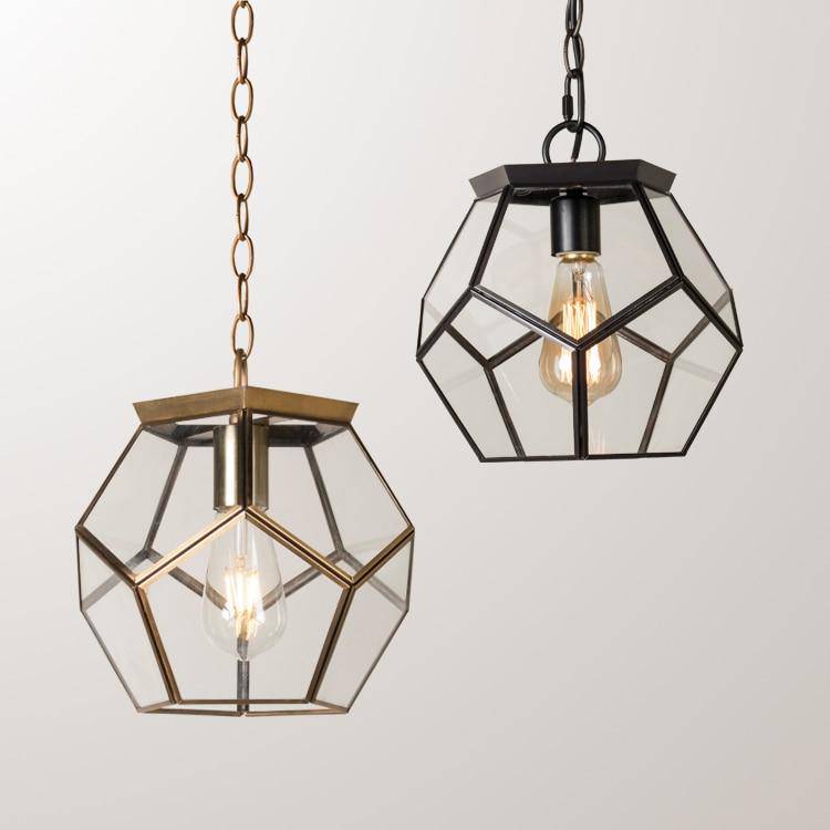 Suspension design LED en verre aux formes pentagonales style rétro - vue 2 sur 4